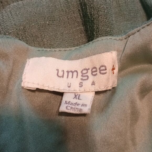 Umgee Embroidered Mini Dress Flutter Bell Sleeve Floral Swiss dot XL Green Event - Picture 8 of 9